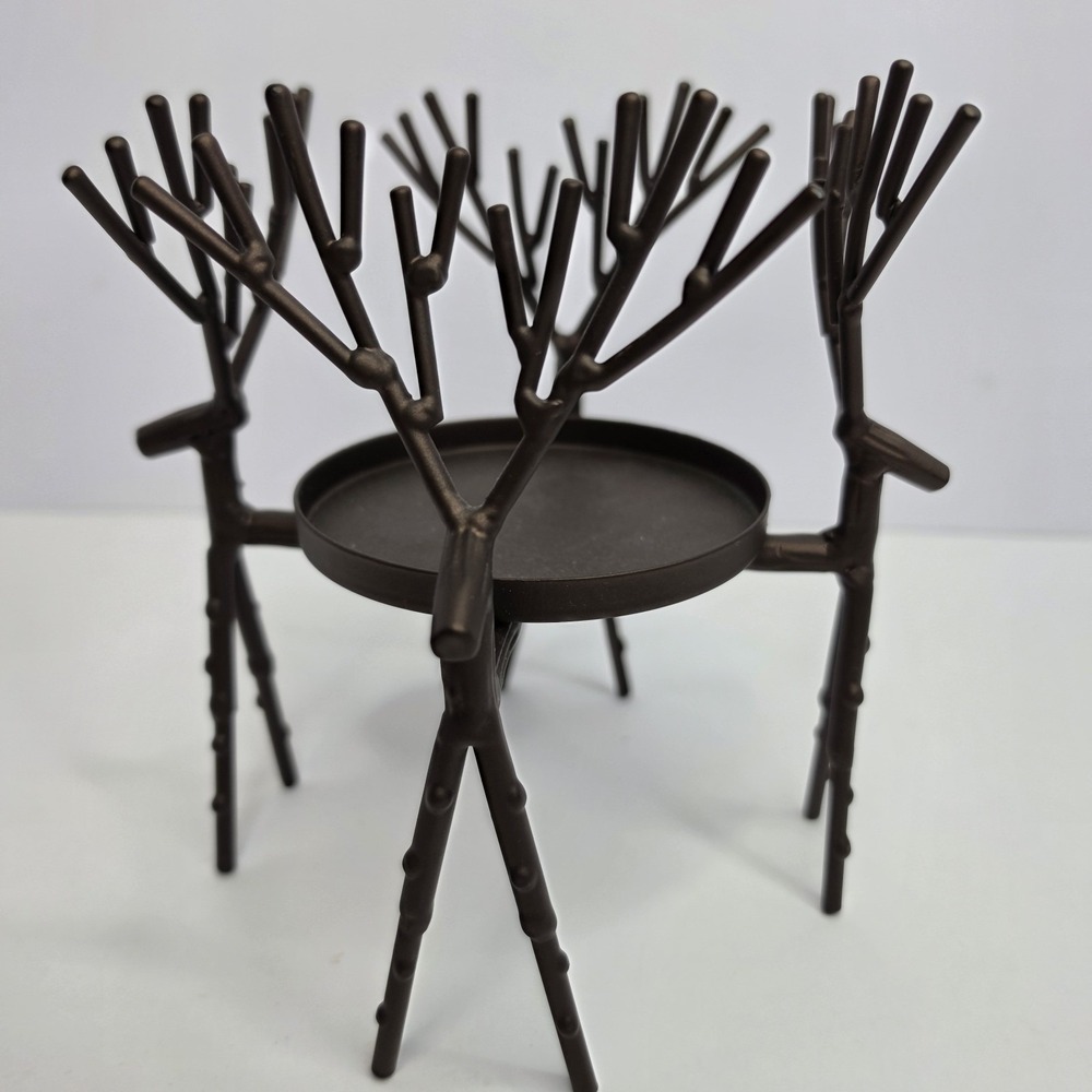 Candle Holder Deer Christmas Holiday Holds A 4" Round Candle 7" Tall  Metal